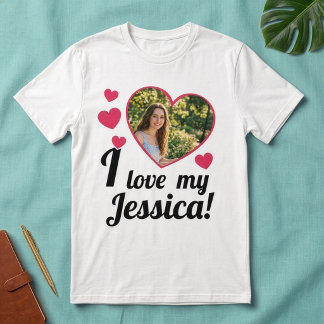 T-shirt Photo personnalisée Je t'aime ma petite amie Nom C