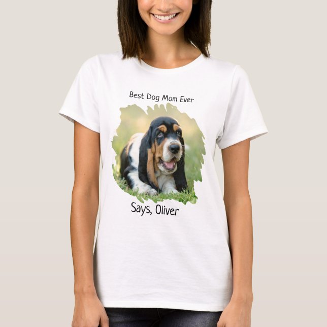 T-shirt Photo personnalisée Meilleure maman chien (Devant)