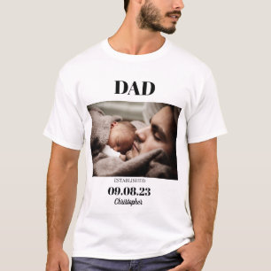 T-shirt Photo personnalisée Papa Enfant établi Date de n