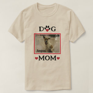 T-shirt Photo Personnalisée Paw Chien Avec Coeur Rouge "Ch
