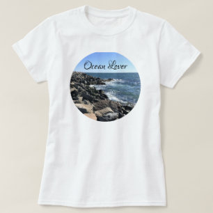 T-shirt Photo ronde de l'océan Atlantique Mer de rivage ro
