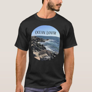 T-shirt Photo ronde de l'océan Atlantique Mer Rocky Shore