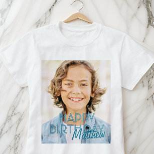 T-shirt Photo simple moderne Accueil d'anniversaire