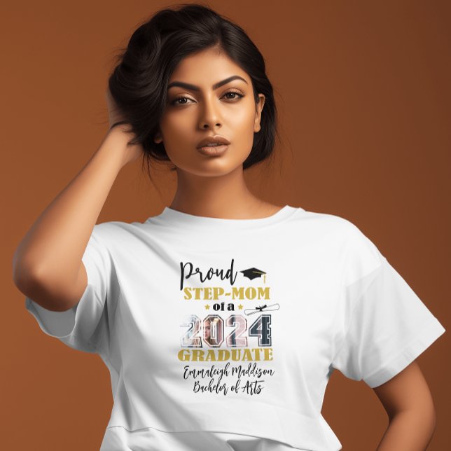 T-shirt Photo sur mesure Fier Step Maman Photo 2024 Gradua (Créateur téléchargé)