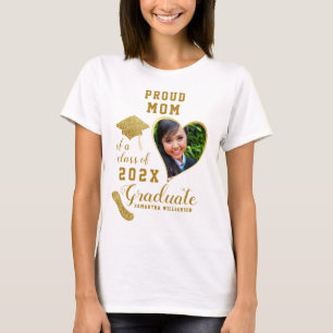 T-shirt Photo White Gold Fiers Maman Classe de 2023 Gradua