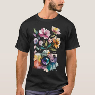 T-shirt Photographe Appareil Photo Photographie Avec Fleur