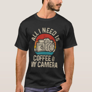 T-shirt Photographe Cadeau Caméra Café Drôle photo Vintage