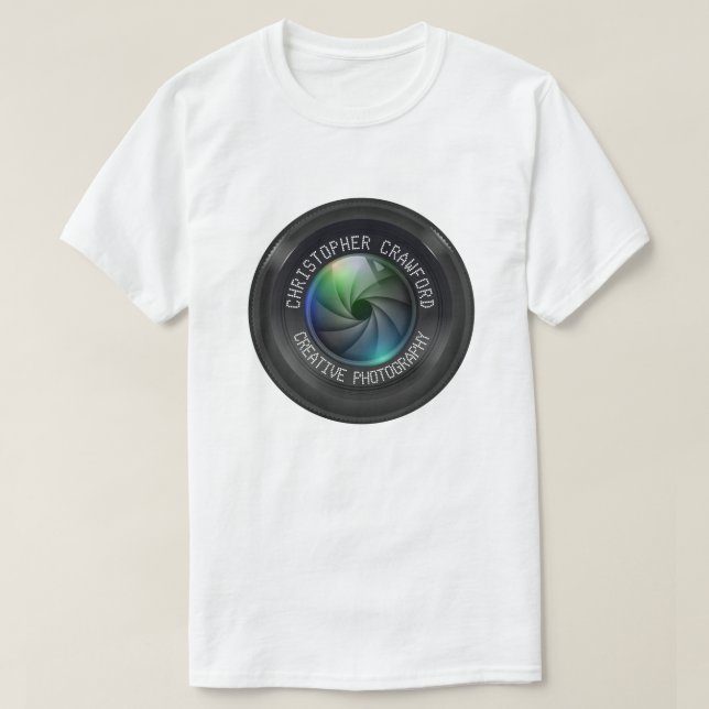 T-shirt Photographe et objectif de caméra d'affaires de (Design devant)