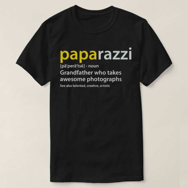 T-shirt Photographe grand-père masculin PAPArazzi définiti (Design devant)