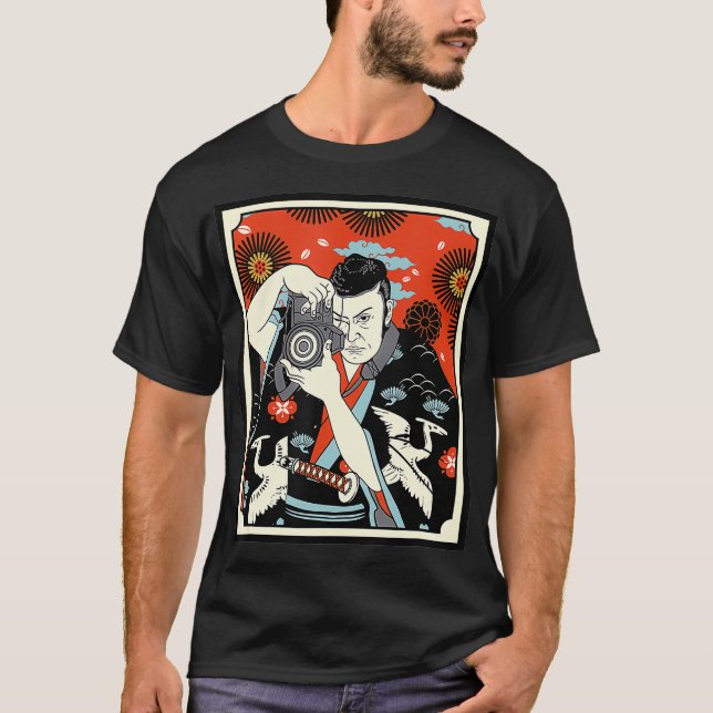 T-shirt Photographe Japonais Samurai Guerrier Armor épée (Devant)