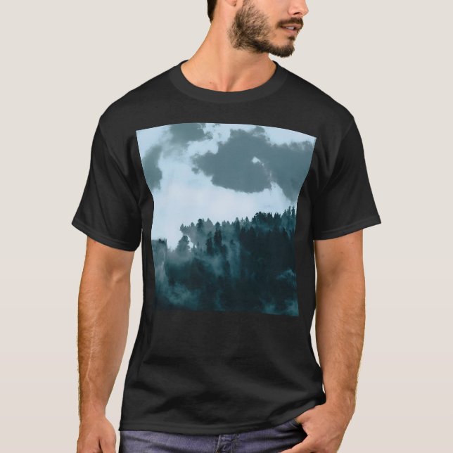 T-shirt Photographie Aérienne Des Pins Noirs - Peinture Fi (Devant)