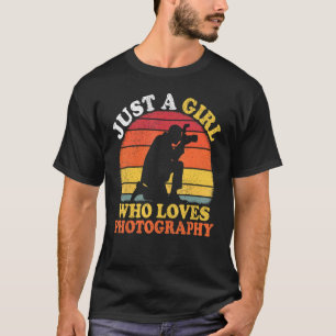 T-shirt Photographie Vintage Juste Une Fille Qui Aime La P