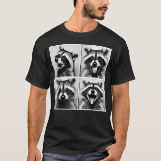 T-shirt Photomaton Animalier Raccoon Drôle Rock On Selfie