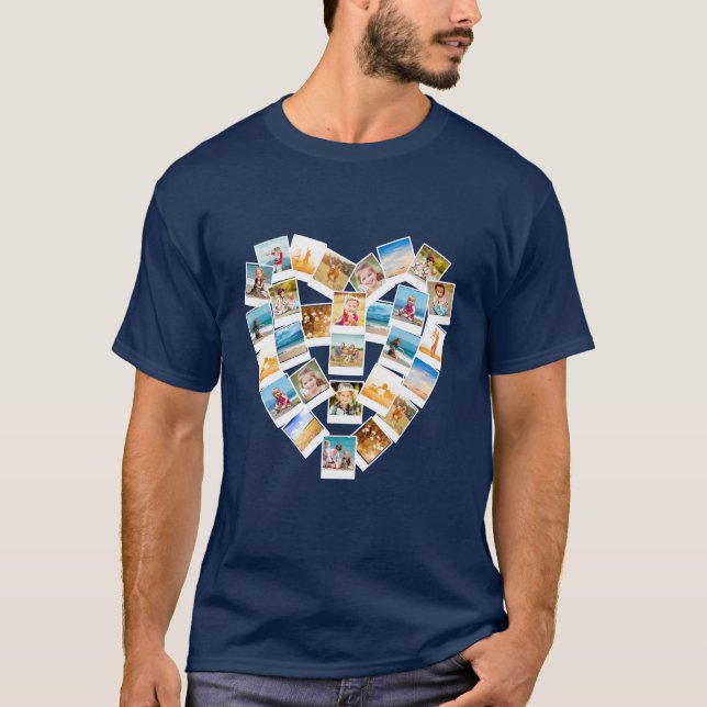 T-shirt Photos de la famille de photos en forme de coeur (Devant)