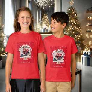 T-shirt Photos de Noël modernes rouges courbés graffiti