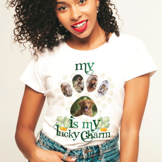 T-shirt Photos Paw Personnalisées Chien Saint Patrick's Da