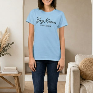 T-shirt Phrase de maman de garçon année établie minimale