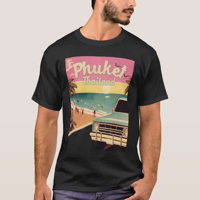 T-shirt Phuket Retro Beach Vacation Souvenir Phuket Thaila (Devant)