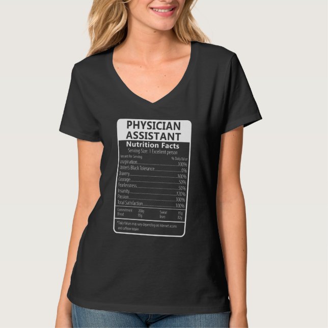T-shirt Physician Assistant Nutrition Facts Sarcastic (Devant)