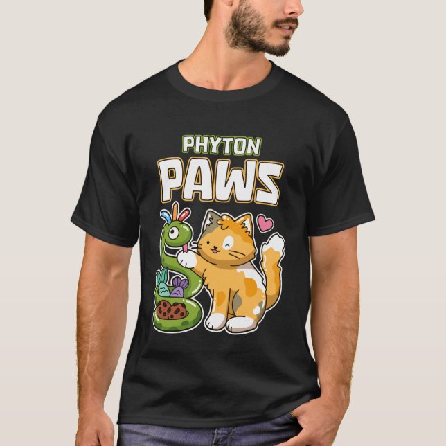 T-shirt Phyton Paws Drôle Chat Serpent Python Programmatio (Devant)