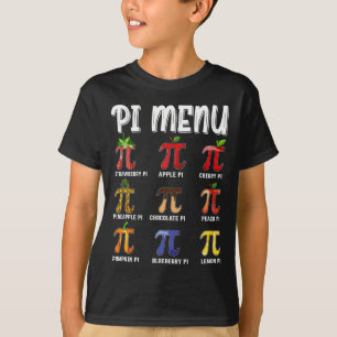 T-shirt Pi Menu Funny Pi 3.14 Math Teacher Pie Menu Mathem