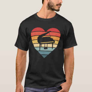 T-shirt Pianiste Cadeaux Retro Sunset Piano Player Enseign