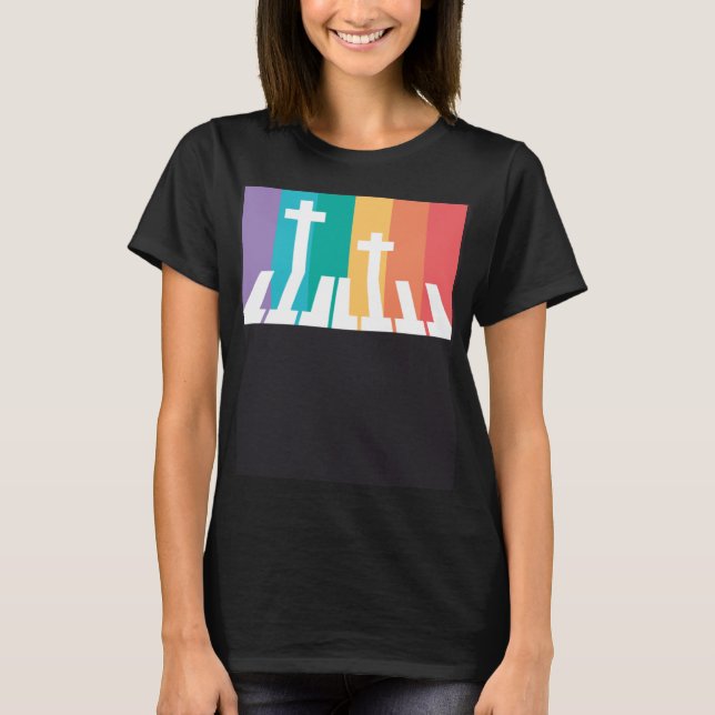 T-shirt Pianiste chrétien Piano Joueur Musicien religieux (Devant)
