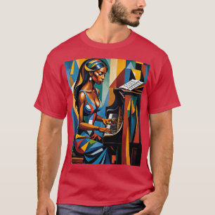 T-shirt Pianiste cubiste dynamique Tee art Abstrait