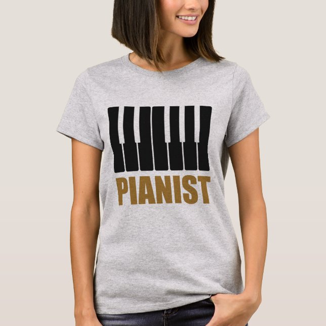 T-shirt Pianiste de la typographie moderne (Devant)