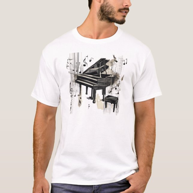 T-shirt Piano Art Abstrait (Devant)