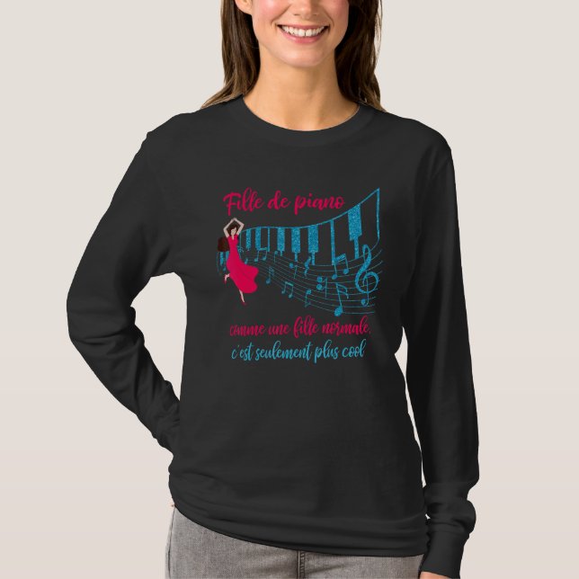 T-shirt Piano Clavier Notes Musicales Pour Femmes Piano (Devant)