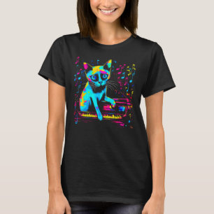 T-shirt Piano de chat siamois