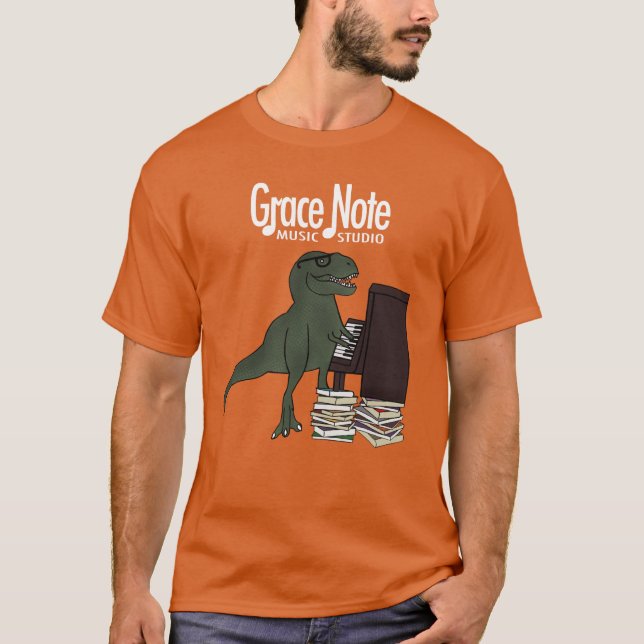 T-shirt Piano de T-Rex de note de grâce (Devant)