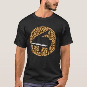 T-shirt Piano Girl Pianiste Mère Leopard Femmes Piano Joue