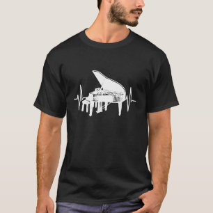 T-shirt Piano Heartbeat Chemise Lover Pianist Clavier