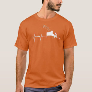 T-shirt Piano Heartbeat Pianist musique classique Jazz Com