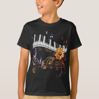 T-shirt Piano Musical Clavier Or Flower