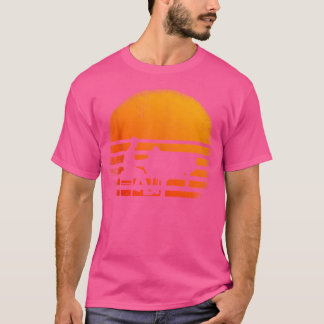 T-shirt Piano Pianiste Rétro Coucher de Soleil Piano