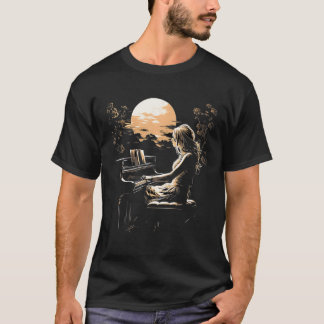 T-shirt Piano Player Pianist Girl Femme Musicienne Musique