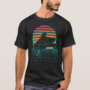 T-shirt Piano Retro Vague Futurisme 80s Coucher de soleil
