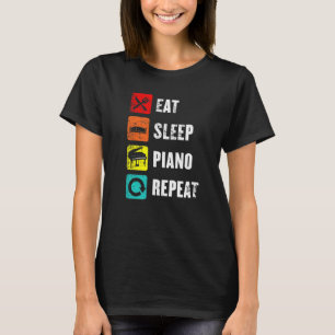 T-shirt Piano Slogan Manger Sleep Répéter Réussite Lire mu