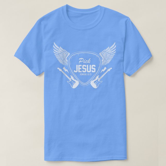 T-shirt Pick Jesus Christian Church Band Guitariste Guitar (Design devant)