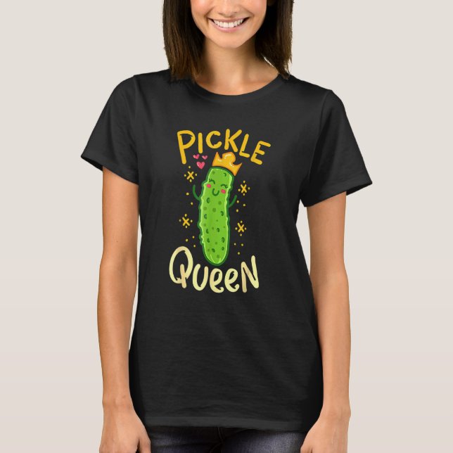 T-shirt Pickle Queen Vegan Cucumber Vegetable (Devant)