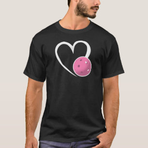 T-shirt Pickleball Aimer Coeur Blanc Pale Rose Pickleball