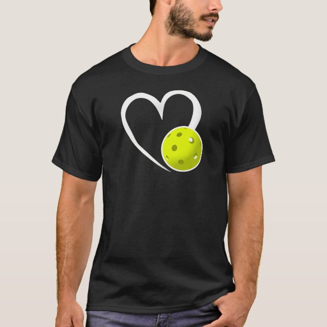 T-shirt Pickleball Amour Coeur blanc Pickleball Jaune (Devant)