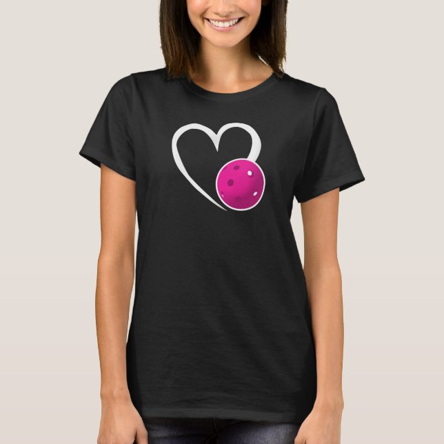 T-shirt Pickleball Amour Coeur blanc Purple Pickleball (Devant)