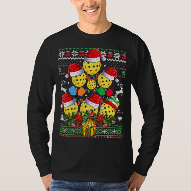 T-shirt Pickleball Arbre de Noël Douille moche Père Noël P (Devant)