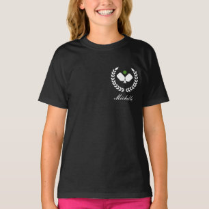 T-shirt Pickleball avec pagaies et balle Nom personnalisé