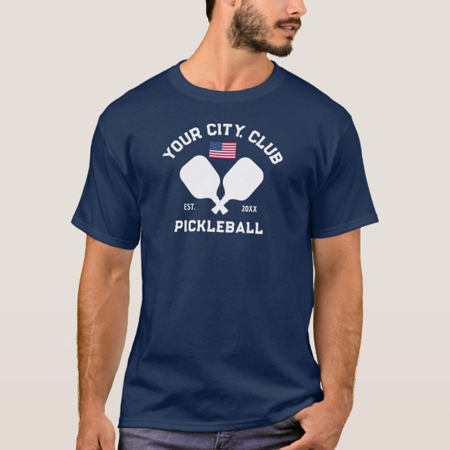T-shirt Pickleball Club Team Player USA American Flag (Devant)