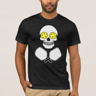 T-shirt Pickleball crâne et pagaies croisées, boules jaune